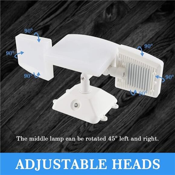 LED Security Lights, 3 Head Plug in Flood Lights, 35W 5000K Daylight, 3200LM - Picture 5 of 7